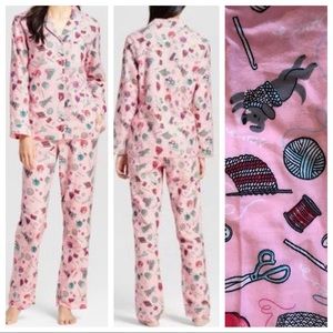 🆕 Wondershop Flannel Pajamas Knitting Cats & Dogs